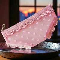 Pochette de rangement portable en coton et dentelle YY Bow, pour rouge à lèvres, crayon à sourcils, organiseur de maquillage, sac à pinceaux de voyage