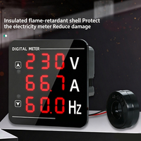Voltímetro Digital, Amperímetro, Medidor de Hz, AC50-500V, Pantalla Digital, Medidor Combinado de Voltaje, Corriente y Frecuencia con Transformador CT