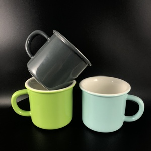 Wholesale 12 oz Custom logo Printing Tea <strong>Cup</strong> Ceramic Coffee Mug Ceramic Imitation <strong>Enamel</strong> <strong>Cup</strong> - Product Image 6