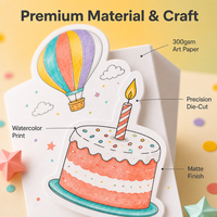 Ensemble de cartes de vœux personnalisées en forme d'arche, illustration de ballons en aquarelle, tons pastel doux pour les célébrations d'anniversaire des enfants et des adultes