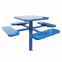 Mobilier d'extérieur Table de pique-nique de camping commerciale en acier avec banc Ensemble table à manger en métal avec chaises pour restaurant et parc extérieur