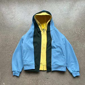 <span class=keywords><strong>Felpa</strong></span> <span class=keywords><strong>con</strong></span> cappuccio <span class=keywords><strong>lunga</strong></span> a tre strati in cotone pesante da 500gsm a colori su misura per uomo <span class=keywords><strong>con</strong></span> doppia tripla Zip - Product Image 2