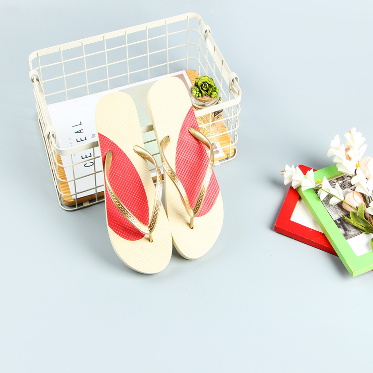 Summer Flip-flops Women's Flat Rubber PVC Filpflops Two-color Casual Slippers