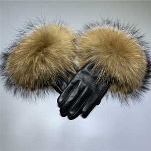 <span class=keywords><strong>Gants</strong></span> en <span class=keywords><strong>cuir</strong></span> véritable de renard pelucheux pour femmes, véritable vêtement en peau de mouton, meilleure vente - Product Image 2