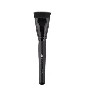 Flat Makeup Brush Wooden Handle Black Cosmetic Flat Contour Brush Single Makeup Foundation Brush