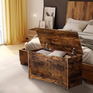 Asansör üst-rustik kahverengi oyuncak göğüs ve Entryway organizatör ile 29.5 "Retro ahşap depolama tezgahı - Product Image 3