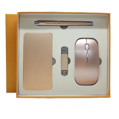 Pen USB Mouse Power Bank Executive Set Caja de regalo Cajas Set De Regalo Flask Juego de regalo corporativo Promocional de lujo para hombres