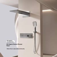 Ensemble de douche thermostatique en laiton massif chromé, avec jets de pluie doux, fixation murale, cartouche céramique, et amplification de la pression de l'eau