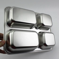 Plateau repas en acier inoxydable à 4 compartiments, assiette à nourriture, assiette à déjeuner, assiette pour enfants, vaisselle