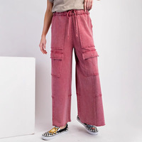 Pantalon décontracté grande taille personnalisé pour femmes Pantalon droit à taille élastique Pantalon cargo décontracté à jambes droites et grandes poches pour femmes