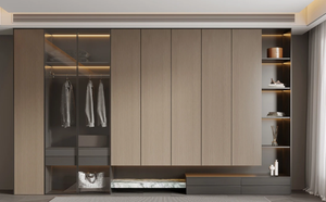 Dressing sur mesure de luxe moderne avec cloison en verre et éclairage LED pour appartement, villa, mobilier de maison - Product Image 2