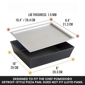 Plat à pizza rectangulaire en aluminium fait main antiadhésif, plat à pizza profond, plateau de cuisson pour pizza croustillante avec couvercle - Product Image 2