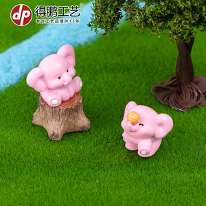 Figuras de elefantes rosas, adornos de jardín en miniatura de resina, estatuas decorativas de animales para interiores y exteriores, juego de 7 - Product Image 5