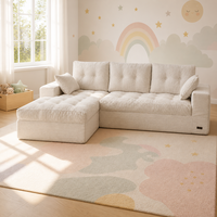 Modernes Luxus L-förmiges Ecksofa Modulares Cremefarbenes Cord-Stoffsofa mit Schwammfüllung Wohnzimmer-Couchgarnitur