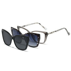 Lunettes de soleil à clipser de haute qualité au design élégant, forme œil de chat, verres polarisés UV400 et montures de lunettes optiques pour femmes - Product Image 1