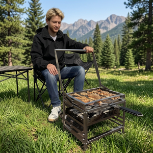 BlazeFor Modern Korean Style Stainless Steel Rotating Rack <b>BBQ</b> Grill for Parties and Large Gatherings - Product Image 2