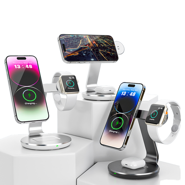 15W 3 in 1 Magnetic Wireless Charger Stand for iPhone 16 13 Pro Max for Apple Watch Fast Charging Dock Station for Airpods Pro