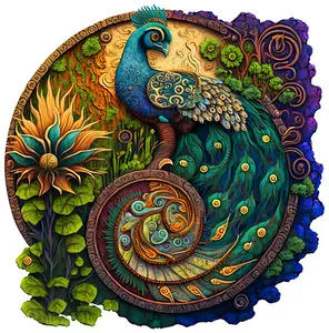 Best Toys Wooden jigsaw Puzzles Custom Unique Peacock Shaped Animal 3D Wooden Puzzles for Adults Kids Gift