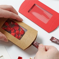 Boîte cadeau en papier kraft noir, rouge, marron avec fenêtre transparente en PVC pour chocolat, bonbons, biscuits, jouets, badges, parfums, leurres de pêche