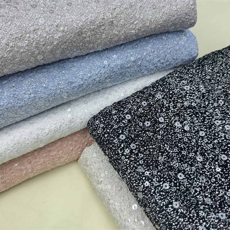 3mm + 5mm Knitted Sequin Fabric, Women's Stretch Clothing Sequin Embroidery Fabric