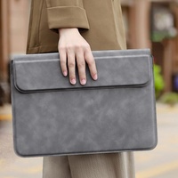 2 en 1 Ultra-Thin Foldable Notebook Bag Waterproof Portable PU Leather Laptop Bag Cover Sleeve pour Macbook avec Storage Bag