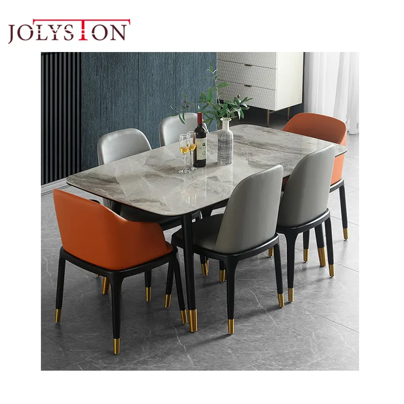 Esstisch und Stuhl Set Luxus moderne Marmor Textur Restaurant Wohn möbel Esszimmer Esstisch Set Esstisch Set