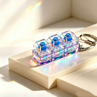 Porte-clés mécanique à 3 touches avec lumière LED, transparent RGB, anti-stress, jouet clicker, cadeau promotionnel