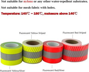 <span class=keywords><strong>Ruban</strong></span> thermocollant en vinyle PVC <span class=keywords><strong>réfléchissant</strong></span> rayé <span class=keywords><strong>jaune</strong></span> fluorescent pour vêtements haute visibilité - Product Image 4