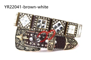 Cintura di nuova tendenza con strass Bling Bling da uomo da donna Cowgirl occidentale con strass di cristallo con borchie di cuoio per Jeans - Product Image 2
