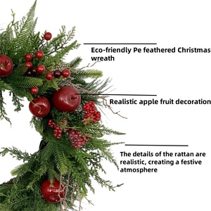 MEICHUANGHUI PVC Chirsmas Garland Wreathパインコーン付き卸売LEDフロントドア用フルーツChirsmasデコレーションウィンドウ - Product Image 3