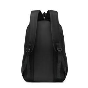 Laptop <b>Backpack</b> Large Capacity Men's Casual Travel Business Bag <b>With</b> Laptop <b>Compartment</b> Shoulder Straps Solid Color Black - Product Image 2