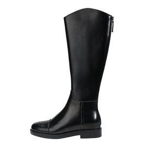 Bottes d'équitation mi-mollet pour femme automne/hiver - En cuir véritable - Avec ouverture inclinée - Hauteur réglable - Product Image 5