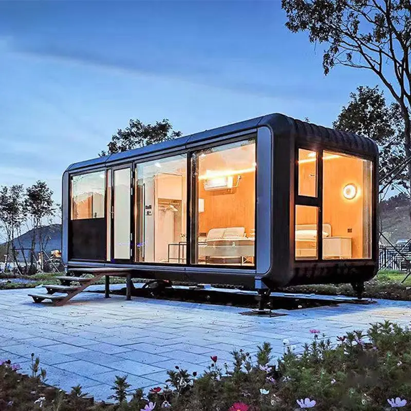 High End Life Living Mobile Container Hotel Room Prefabricated Futuristic House For Touring Car