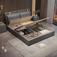 Lit rembourré moderne et simple de haute qualité, cadre de lit en bois massif, doux et confortable, idéal pour les chambres, les villas et les appartements