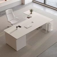 Bureau de direction haut de gamme extensible en métal moderne et luxueux avec plateau en acrylique et design mobile pour usage commercial