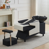 Vente en gros de lits modernes pour salon de coiffure avec shampoing, bassin semi-inclinable en céramique personnalisé par le fabricant, lit de lavage pour salon de coiffure