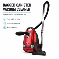 Aspirateur à sac 1400W 19Kpa, capacité 4L, filtre HEPA 5 étapes, enrouleur de cordon automatique, fabricant