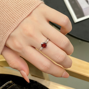 9 Fine 6mm Princess cut Amethyst Gemstone <b>Adjustable</b> <b>Ring</b> With Natural Stones 925 Sterling Silver Jewelry for Birthday gift - Product Image 4