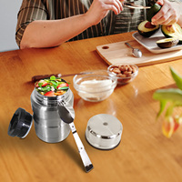 Pot alimentaire thermique sous vide en acier inoxydable 16 onces double paroi flacon alimentaire récipient à soupe avec cuillère pliante récipient alimentaire
