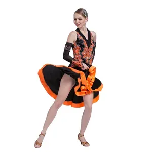 L-17196 Kid Latin dance competition dress adult female new samba cha-cha hand stick stone dance performance dress