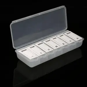 Logo Tùy Chỉnh 7 Ngày Hàng Tuần Pill Trường Hợp 7 Lưới Y Học Tablet Dispenser Organizer Rõ Ràng Pill Box Lưu Trữ Organizer Container