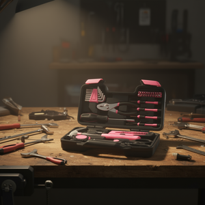 Valigetta Portautensili Rosa Myrva 20x10x15 con Chiusura a Cerniera, Fodera in Spugna EVA e Superficie Antiscivolo per Conservazione Utensili - Product Image 2