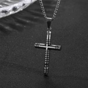 <b>Cross</b> Pendant Necklace Stainless Steel Men's Retro <b>Cross</b> <b>Chain</b> SP932 - Product Image 3
