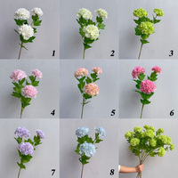 Fleur artificielle en gros, 3 têtes, Hortensia boule de neige toucher réel, petite fleur pour décoration maison et mariage
