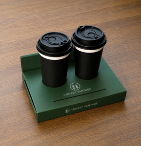 2026 Hot Sale Custom Reusable <b>Paper</b> Coffee Cup Holder <b>Tray</b> Biodegradable Double Cup Carrier Base Packaging for Milk Tea Takeaway - Product Image 1