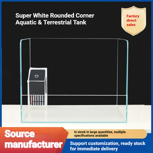 Pecera de Vidrio Ultra Blanco con Esquinas Redondeadas, Tanque Anfibio para Paludario, Acuario de Vidrio Transparente para Plantas Acuáticas - Product Image 2