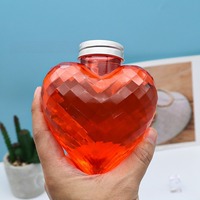 Bouteilles en PET en forme de cœur de 300 ml pour jus, soda, café, thé Boba, bouteilles en plastique de 10 oz avec bouchon à vis pour boissons, vente en gros