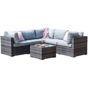 आउटडोर वाटरप्रूफ सनप्रूफ लिविंग रूम सनरूम रतन सोफा कॉफी टेबल सेट धातु आउटडोर विला - Product Image 4