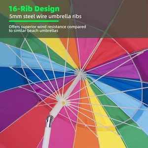 Sombrilla de Playa Colorida Personalizada con Función de Inclinación, Sombrilla Grande de Arcoíris para Playa, Piscina, Patio - Product Image 5