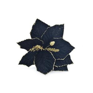 Fleur noire à tige courte avec paillettes dorées - Product Image 1